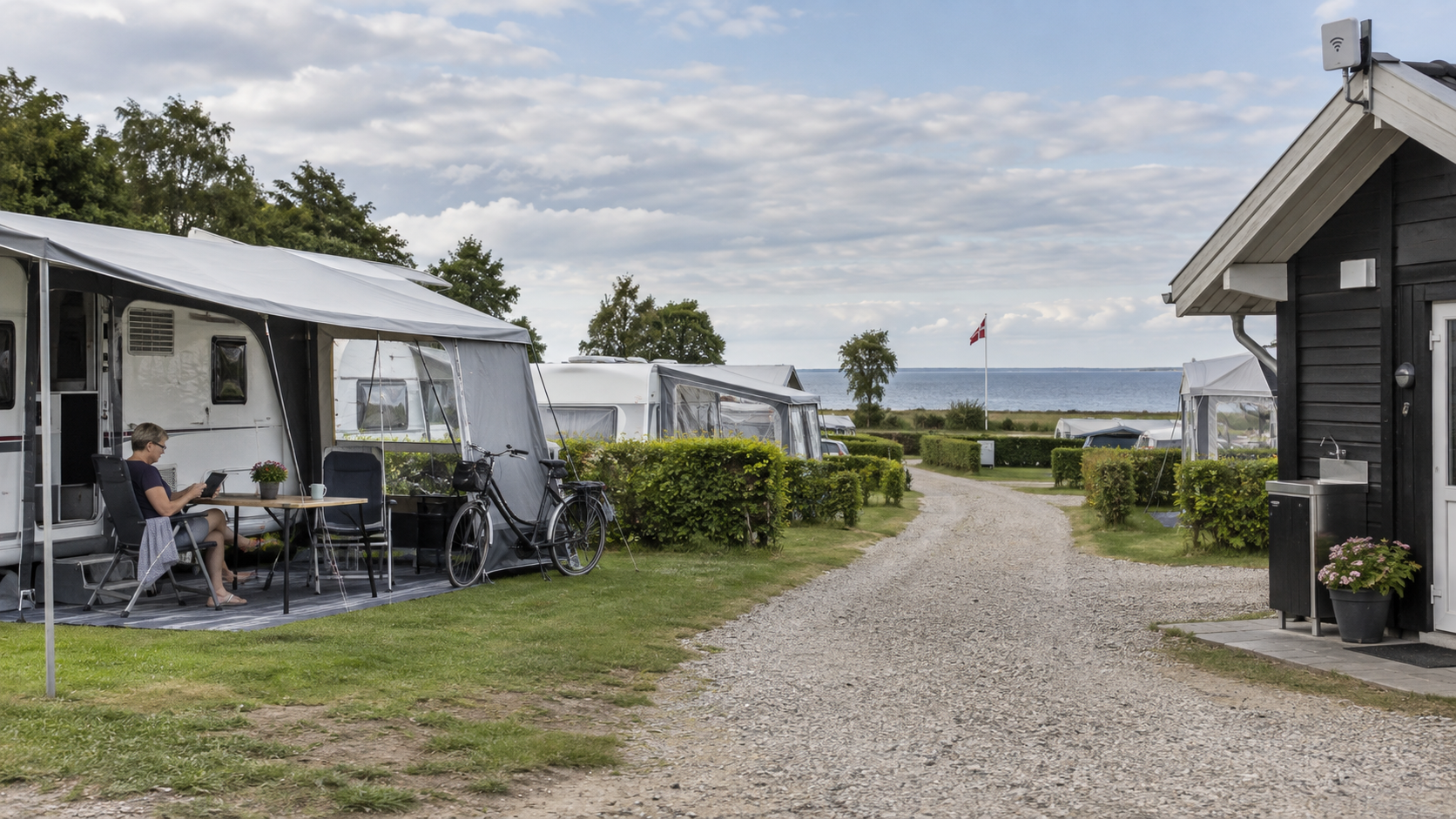 Campingplads med Wi-Fi-dækning på hele området