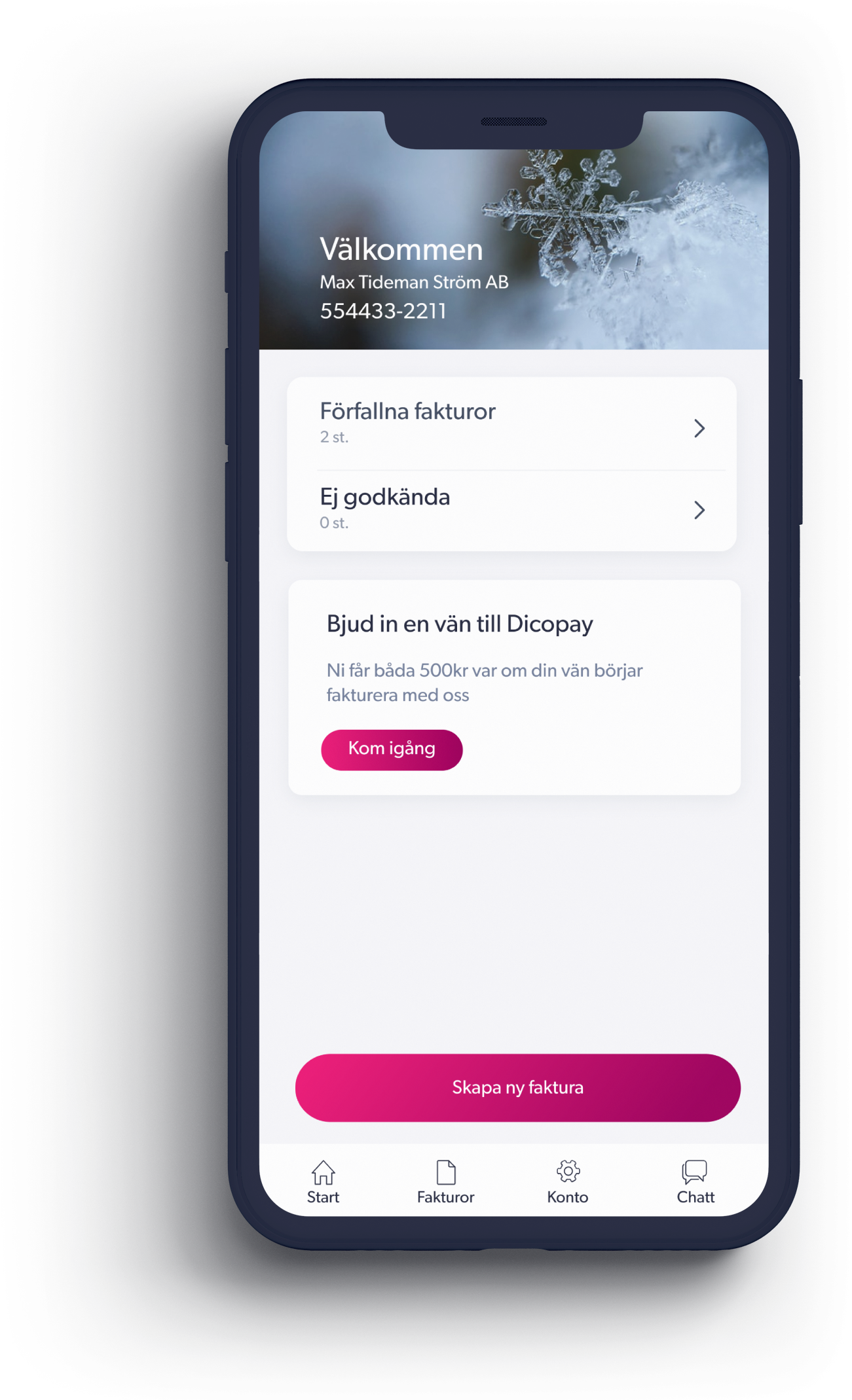 The Dicopay dashboard listing overdue and unapproved invoices
