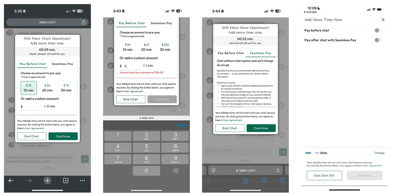 Original payment options with no default selected
