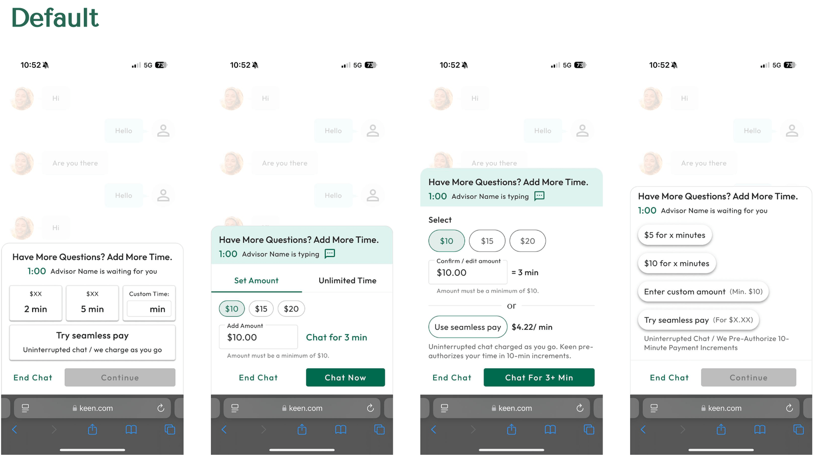 Bottom sheet iterations over the chat