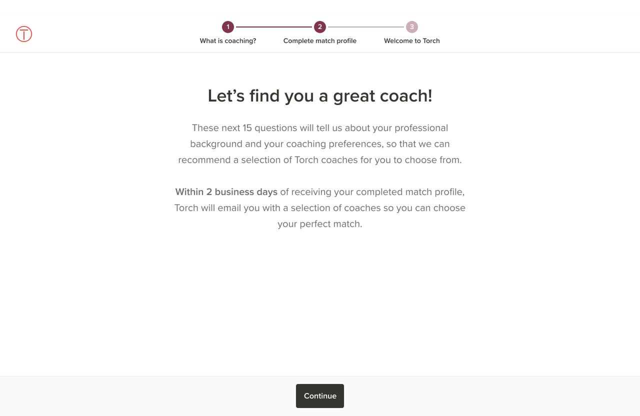 Match profile as a required onboarding step