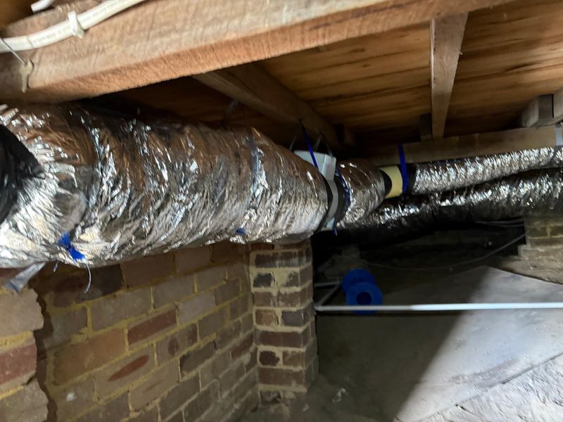 Subfloor exhaust fan and ducting installation