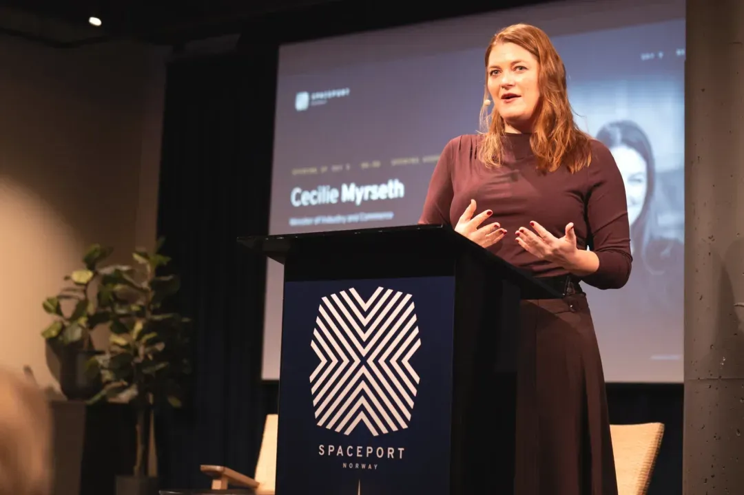Cecilie Myrseth, Minister of Industry and Commerce, opening day 2 of Spaceport Norway 2026: North Star Rising
