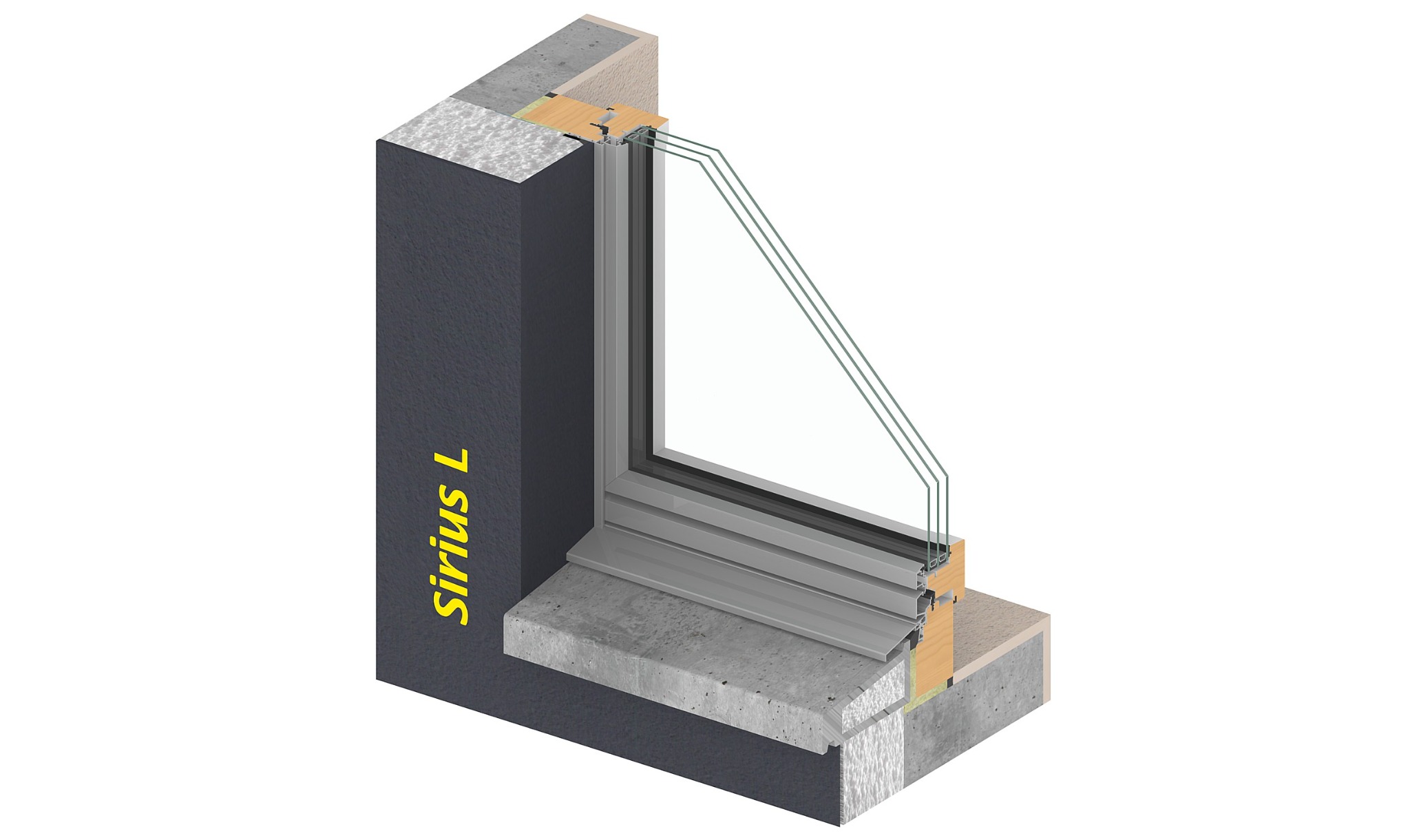 SIRIUS L 78/78 Holz-Metall-Fenster – 3D-Systemansicht