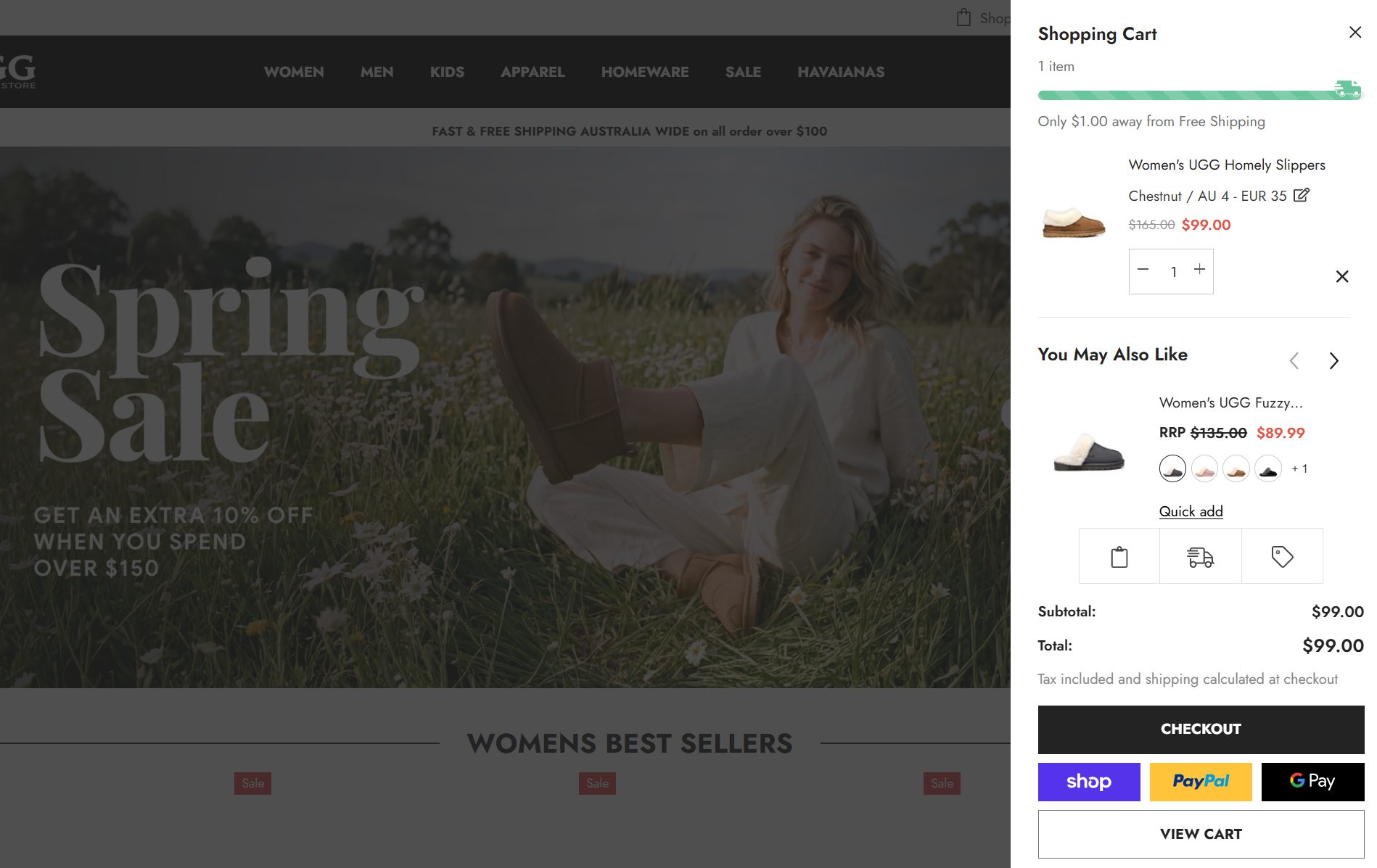 Cart drawer with free shipping progress bar