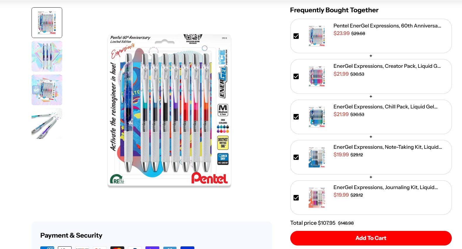 Frequently Bought Together widget with five EnerGel Expressions packs