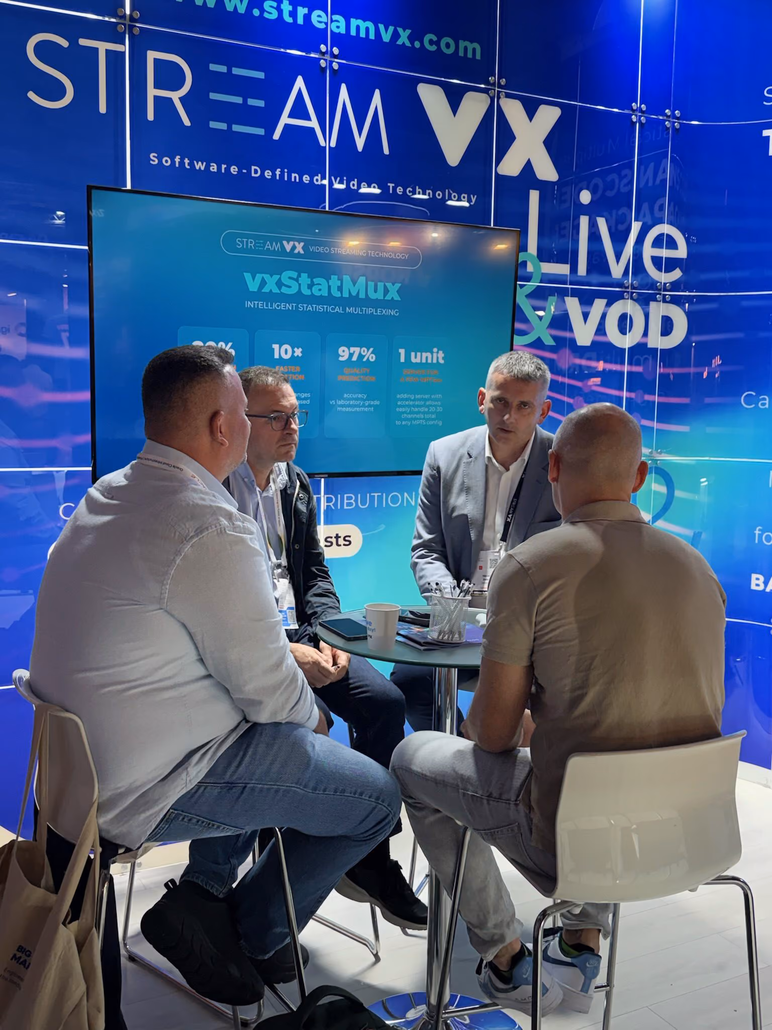 vxStatMux demo at the StreamVX booth, IBC 2026