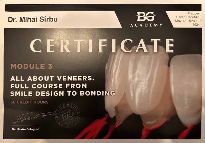 Diplomă / certificare Dr. Sîrbu Mihai