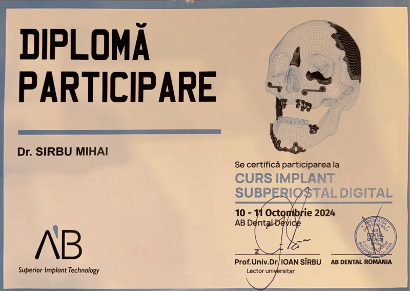 Diplomă / certificare Dr. Sîrbu Mihai