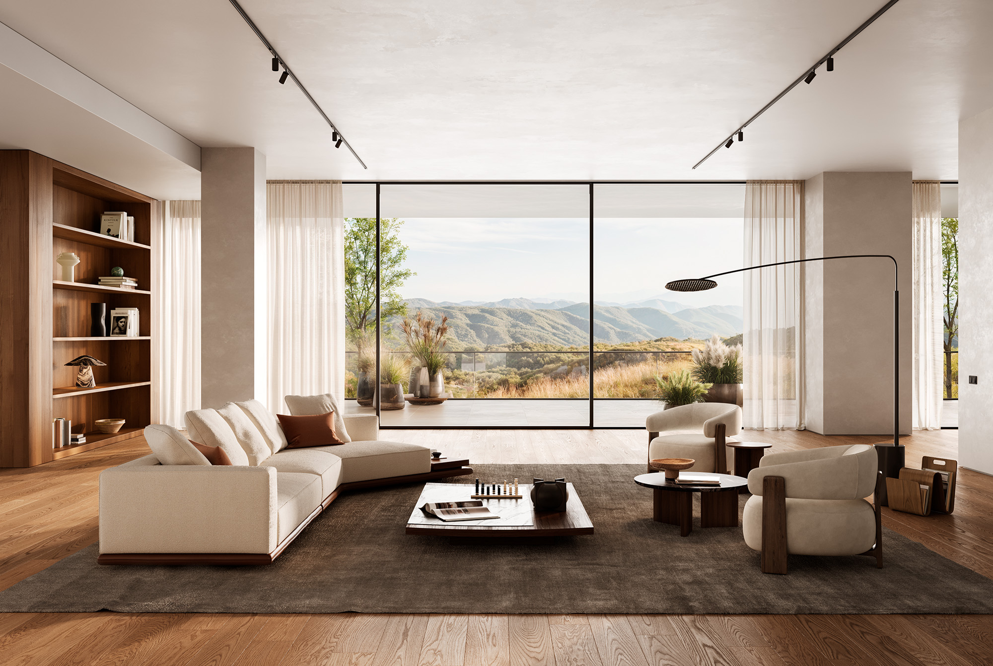Finished CGI image: Sofa in a curated living room