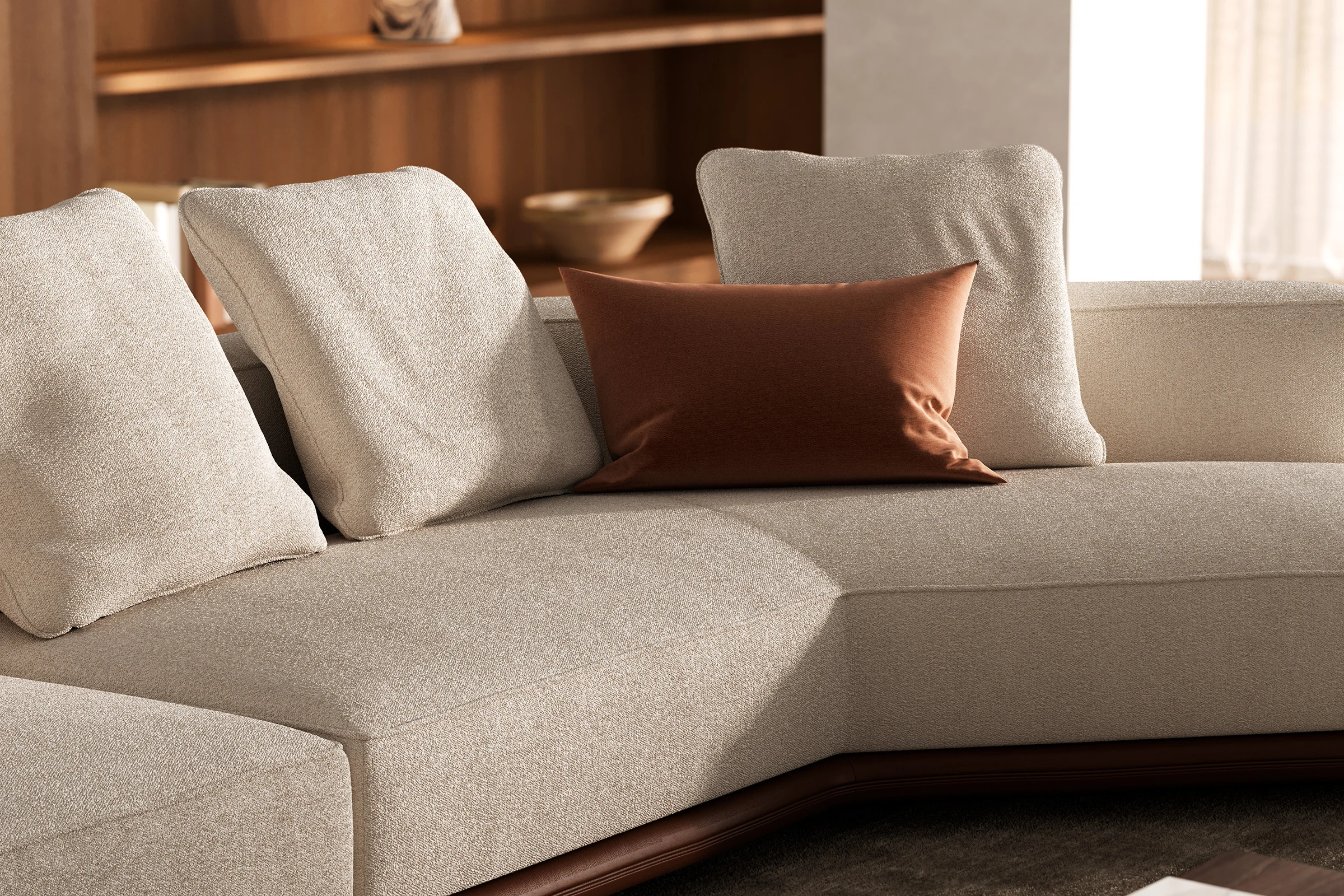 Cream-colored fabric sofa