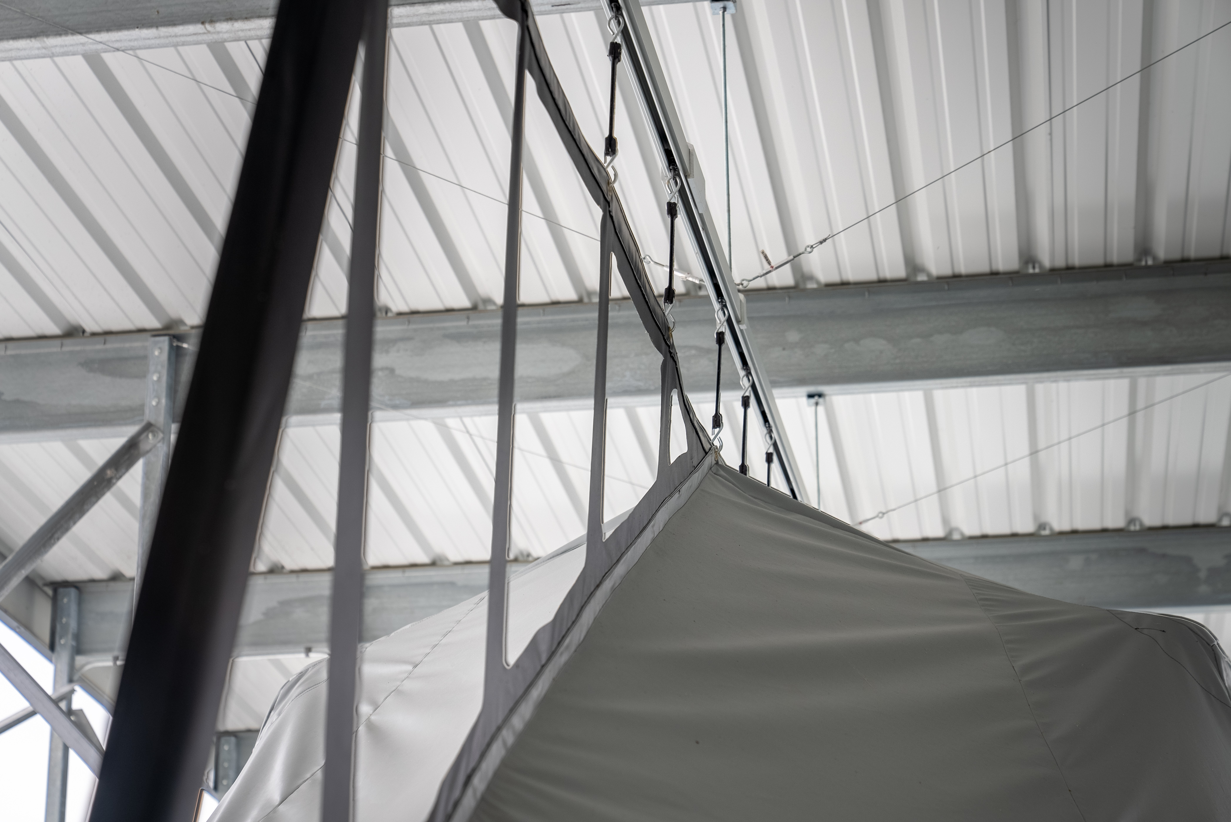 Patented track hardware along the dock roof