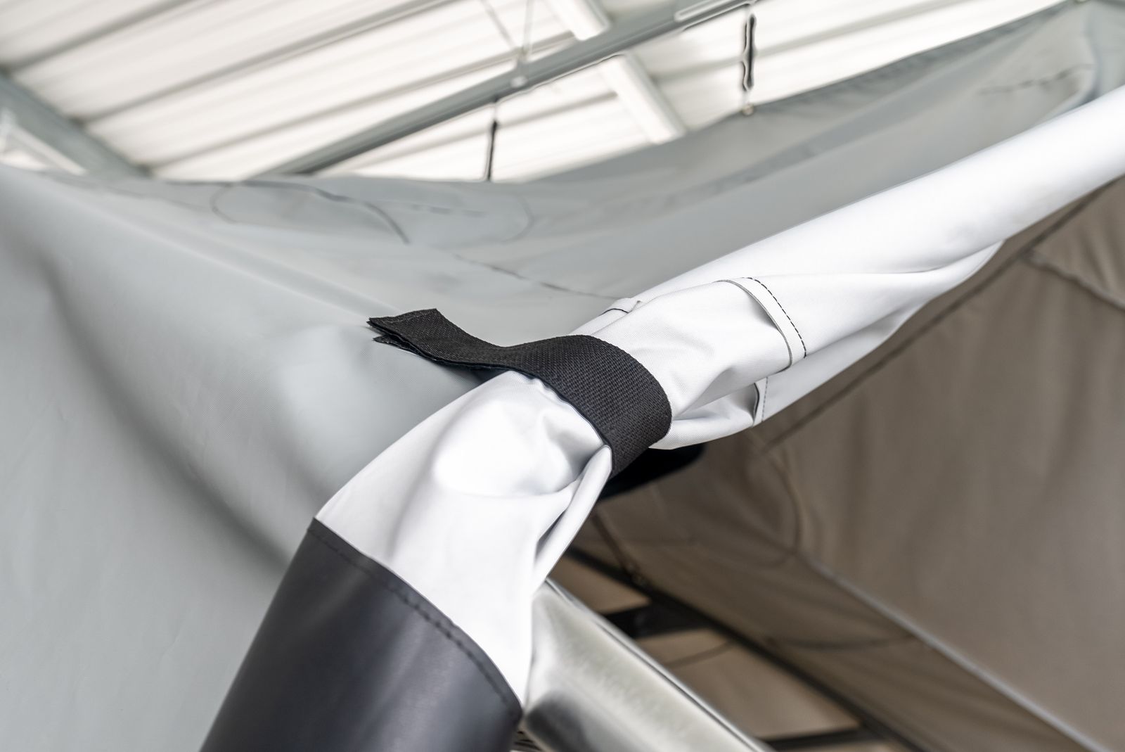 Velcro seam detail on the cover fabric
