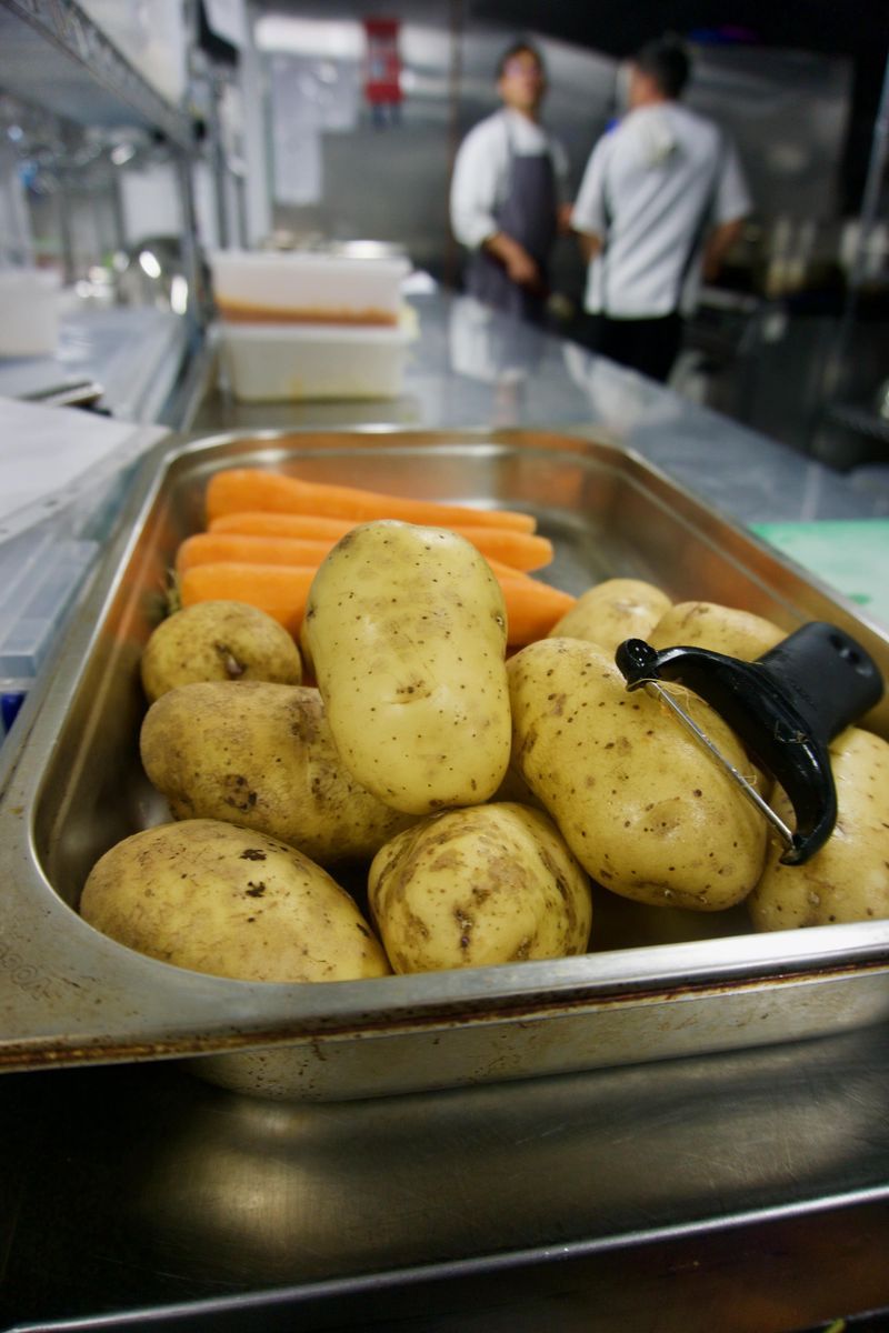 Fresh vegetables prepped in the V&Me kitchen in Battersea