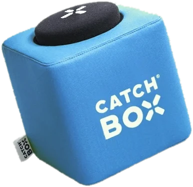 Catchbox, een gooibare microfoon in een zachte kubus
