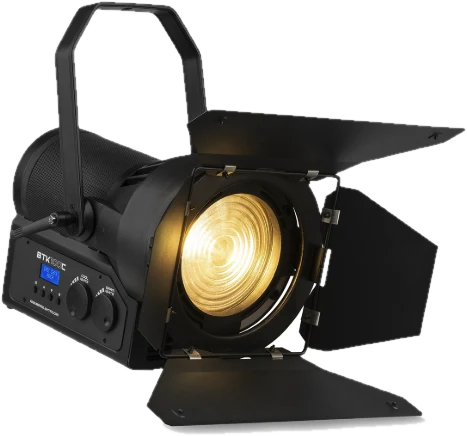 Fresnelspot met kleppen, gebruikt als back light