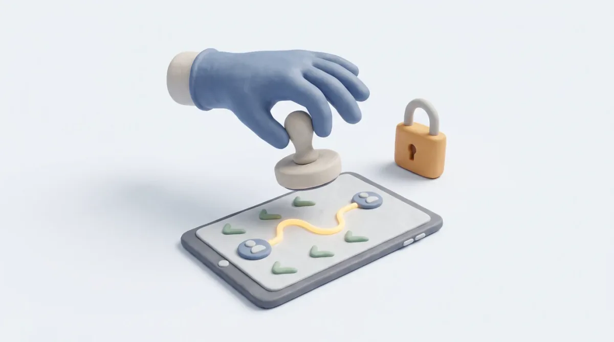 Illustration of a clinic manager approving a controlled software integration