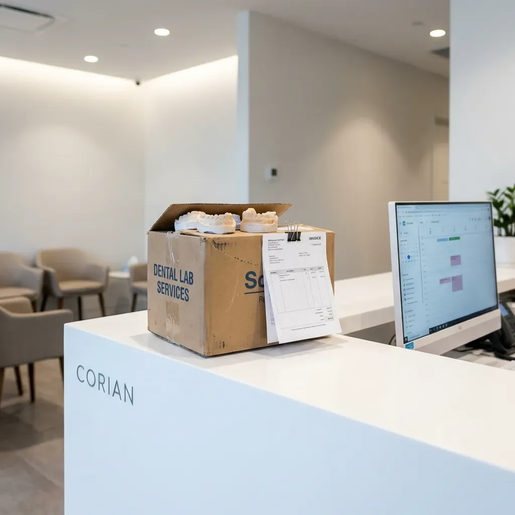 A lab supplier balance being reviewed from current-account movement inside a clinic workflow.