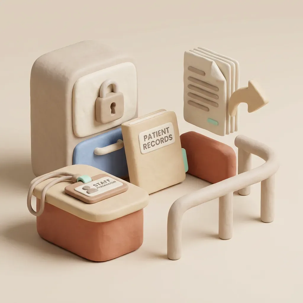 Permission-controlled patient record folder with notes and documents.