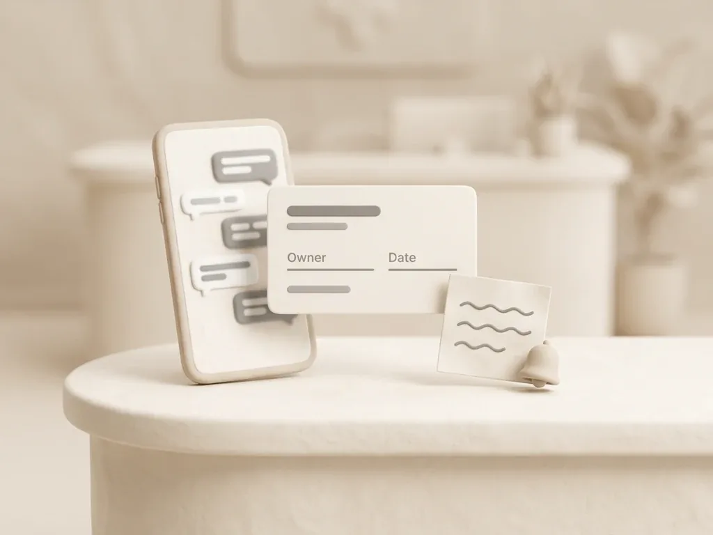 Scattered clinic handoffs becoming one organized task card.