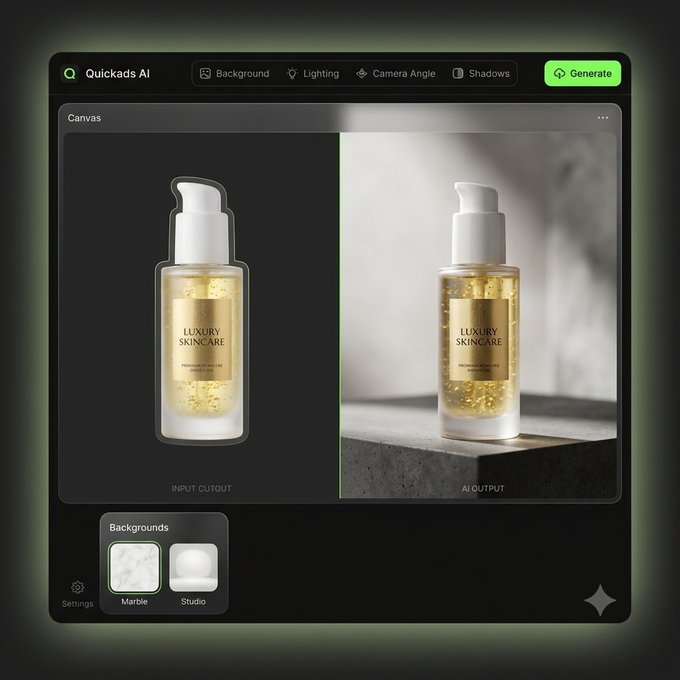 QuickAds product photography reference. Accurate source material anchors the product explanation.