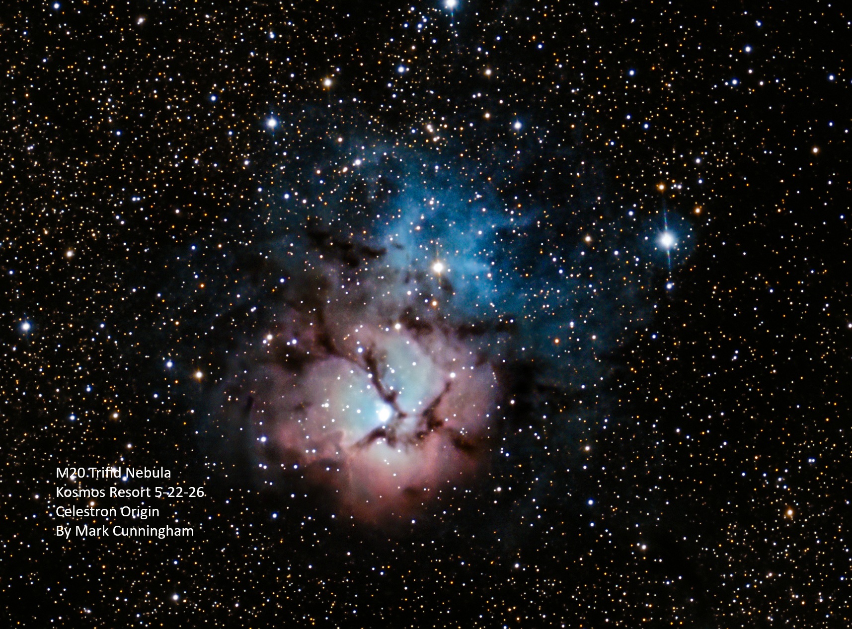 M20 Trifid Nebula, shot at Kosmos by Mark Cunningham