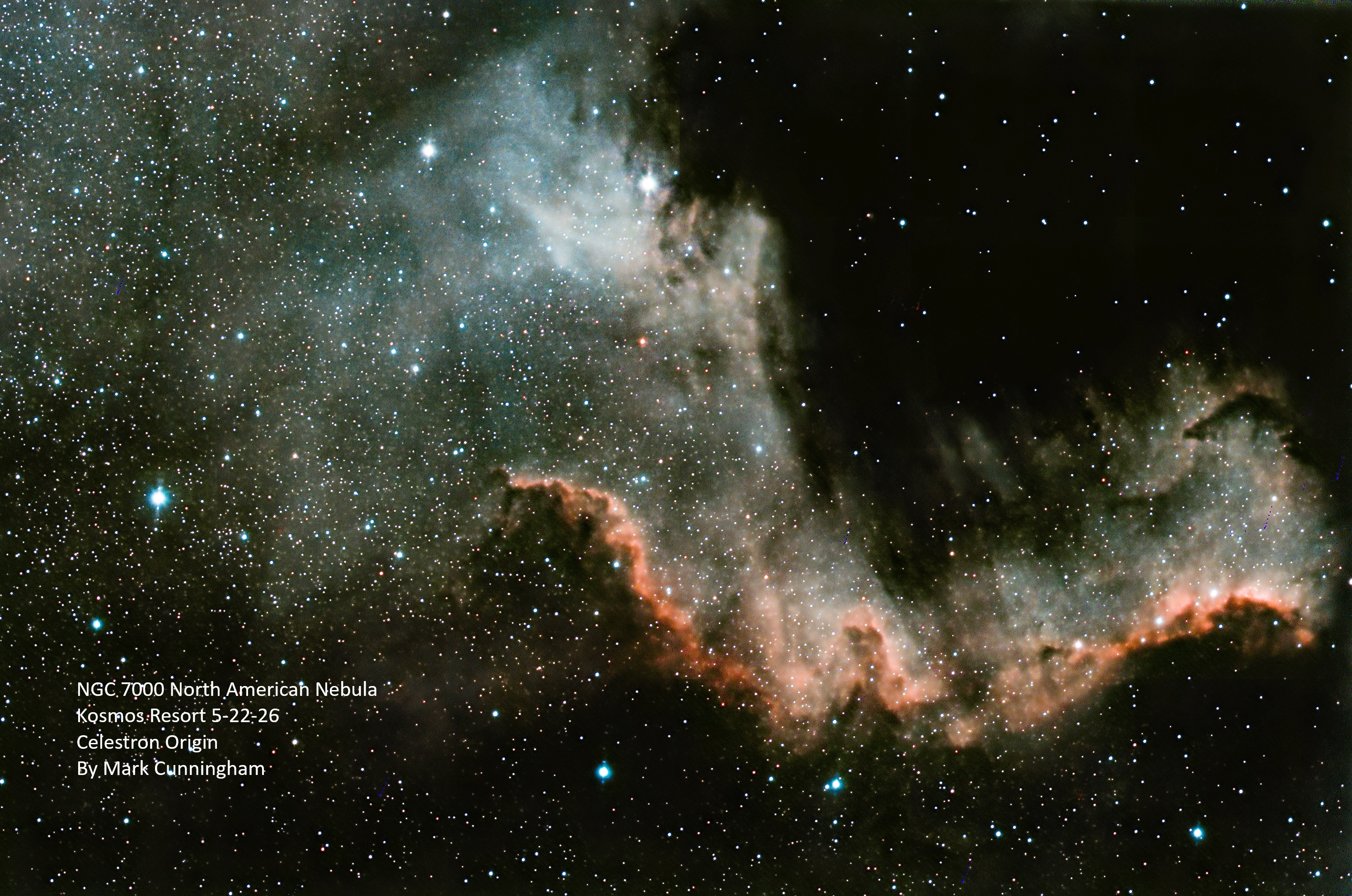 NGC 7000 North American Nebula, shot at Kosmos by Mark Cunningham