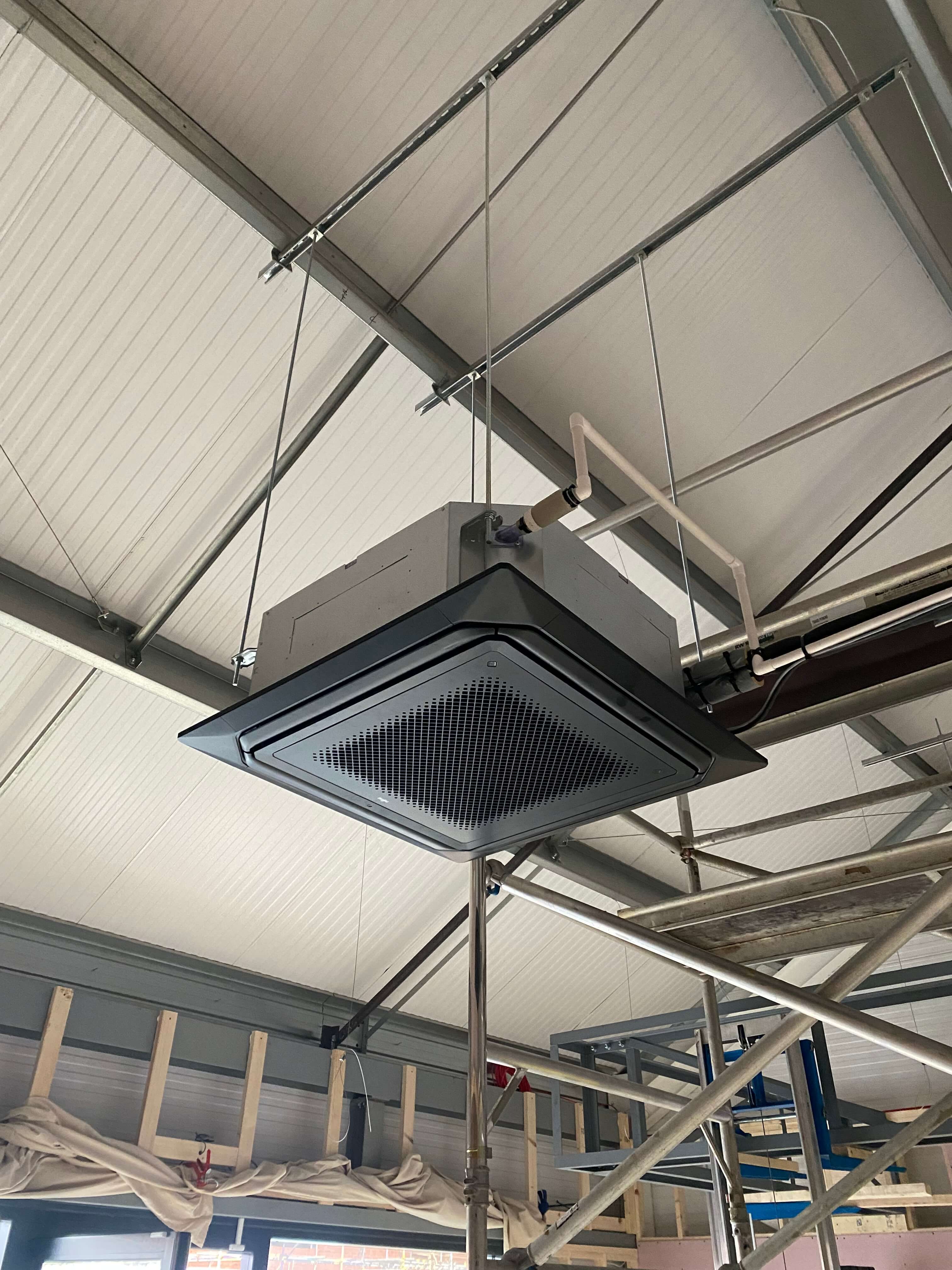 Ceiling cassette air conditioning installation from RAM’s project photography