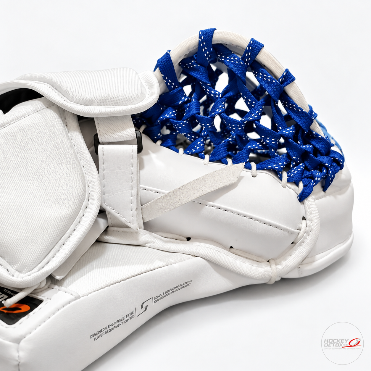 Custom goalie glove restringing by Hockey Detox Co.