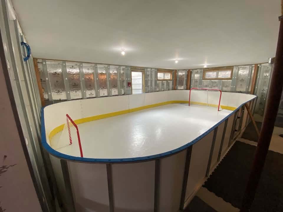 Basement rink with boards