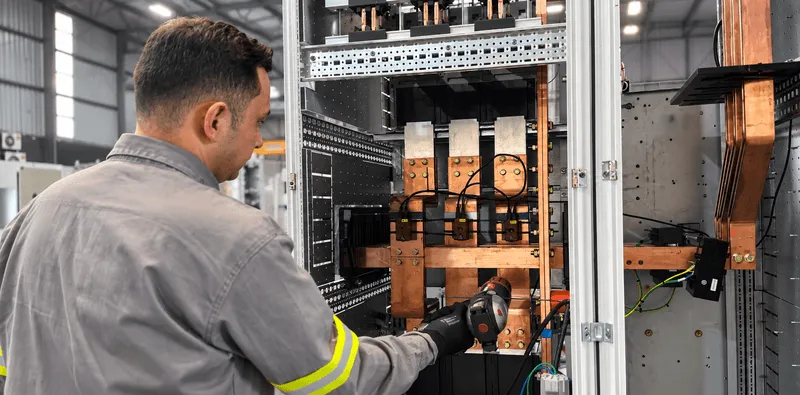 Montagem de barramentos de cobre em painel - STI Electric