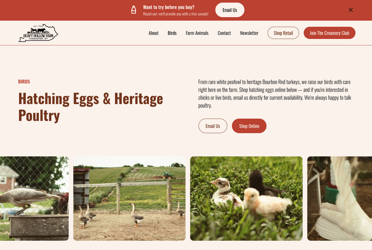 Heavy Hollow Farm's website