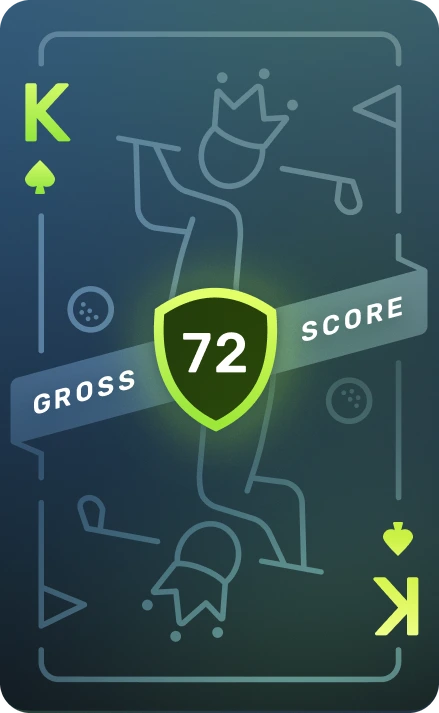TheGrint King of the Course card: a King playing card with a gross score of 72