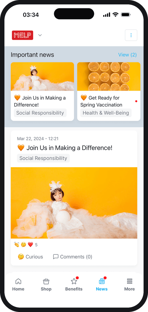 MELP app: company news on the phone