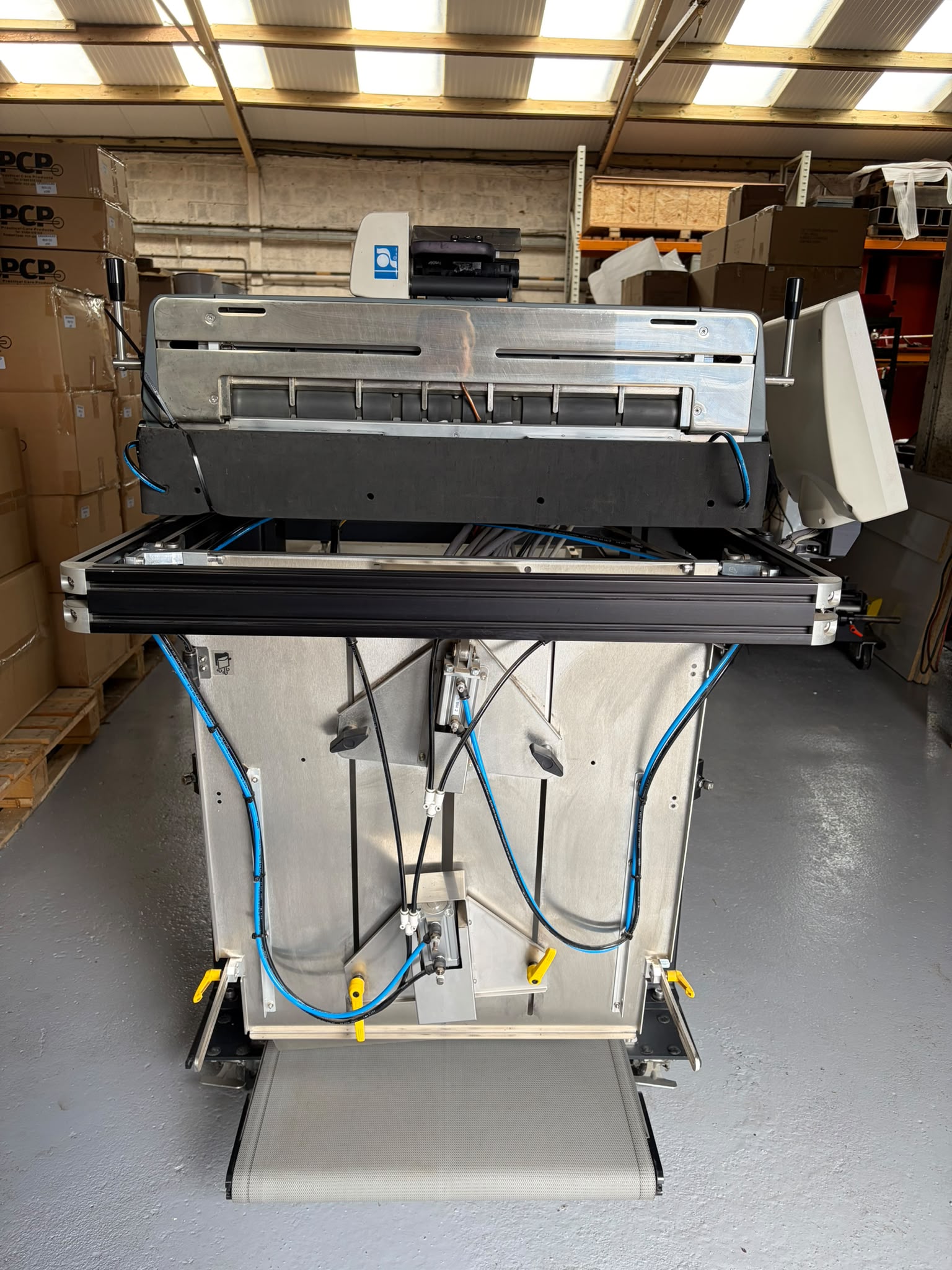 Rear view of the Autobag 850S showing the bag path and discharge conveyor