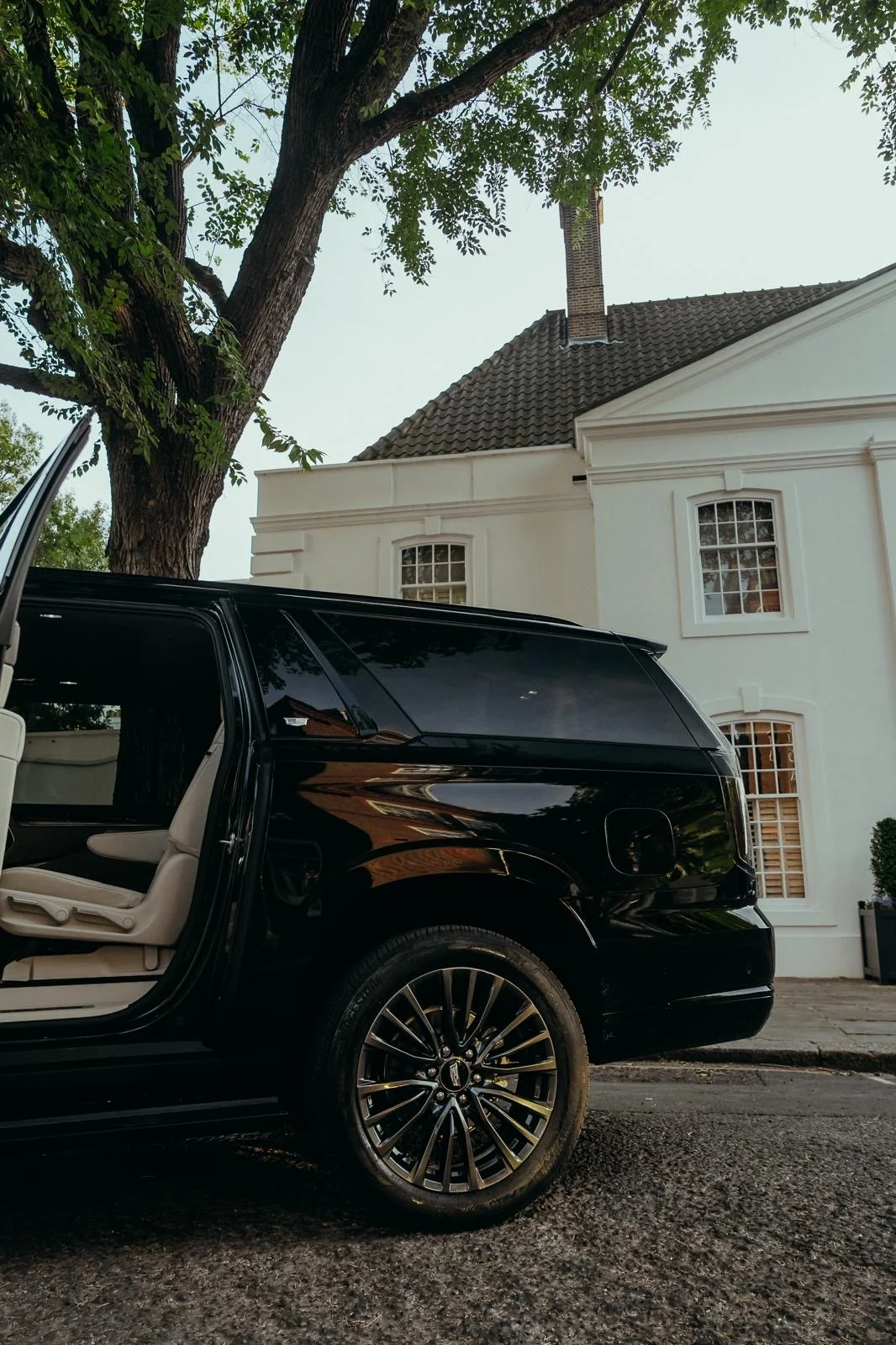 Veloria chauffeur vehicle with the rear door open