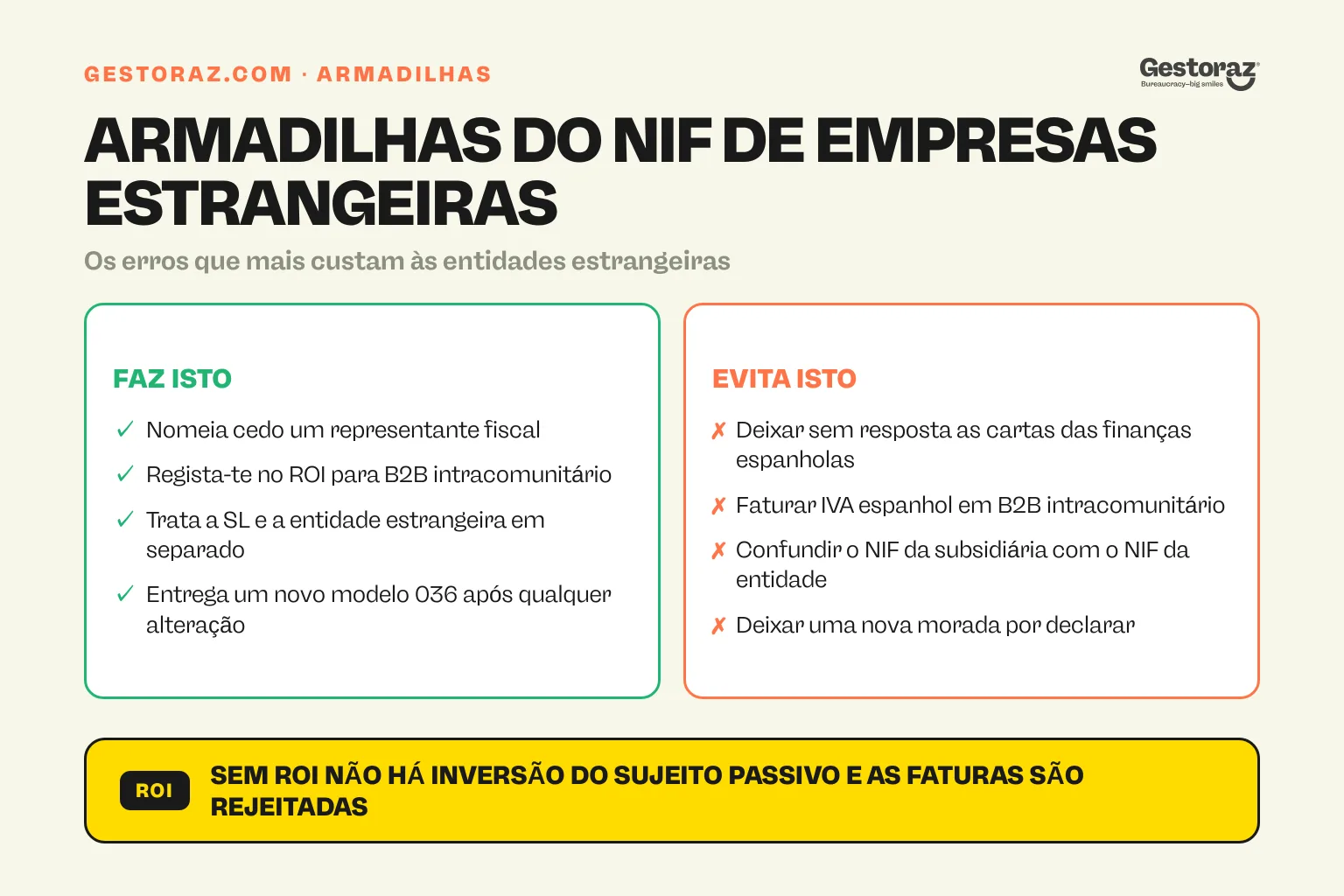 Infografia: o que fazer e o que evitar com um NIF espanhol para uma empresa estrangeira.
