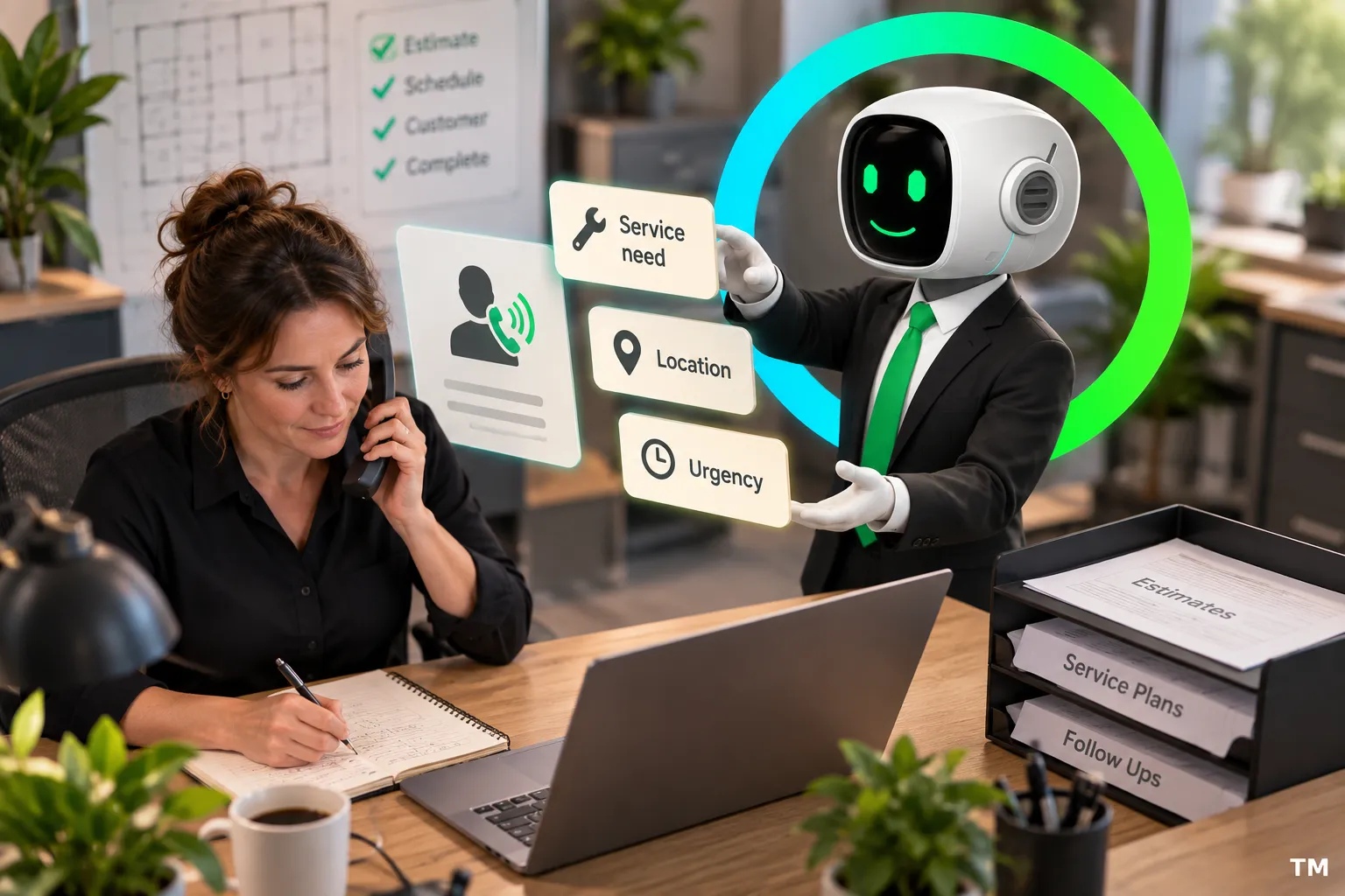 Capture the context. Record the caller's need and details relevant to your process.
