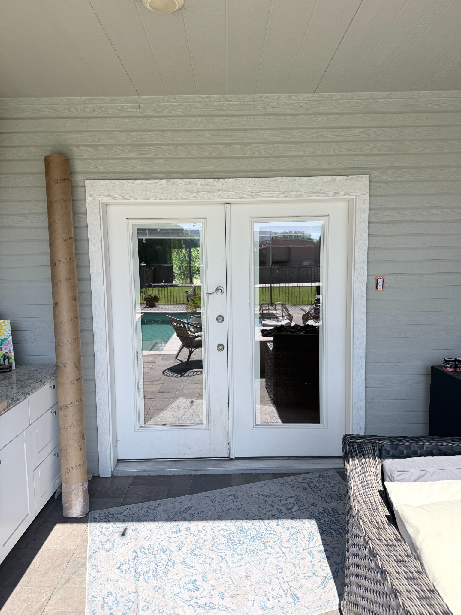 Original French doors viewed from the patio