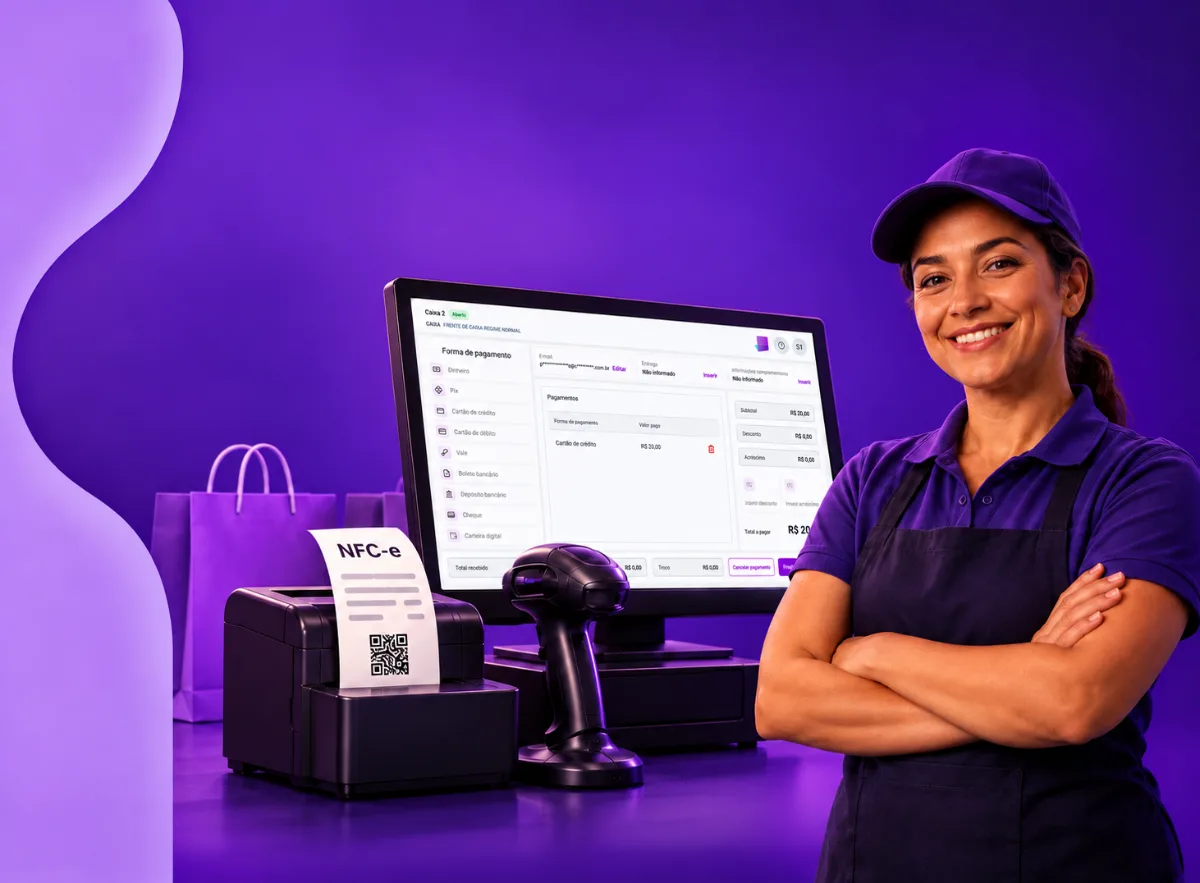 Pessoa utilizando o sistema NFC-e