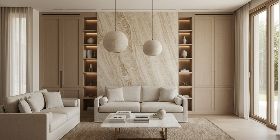 Completed living room interior in a Dubai villa requiring fit out approvals