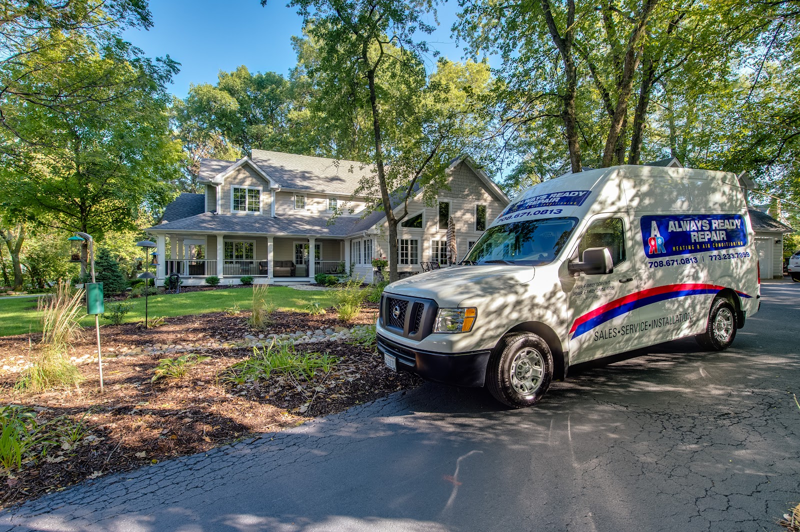 Always Ready Repair van arriving at a Chicagoland home
