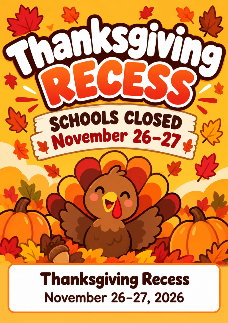 Thanksgiving Recess flyer
