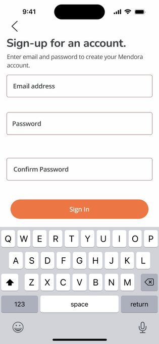Original signup screen design