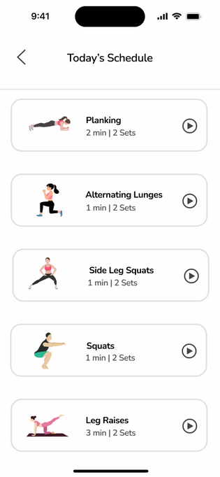 Original exercises list design