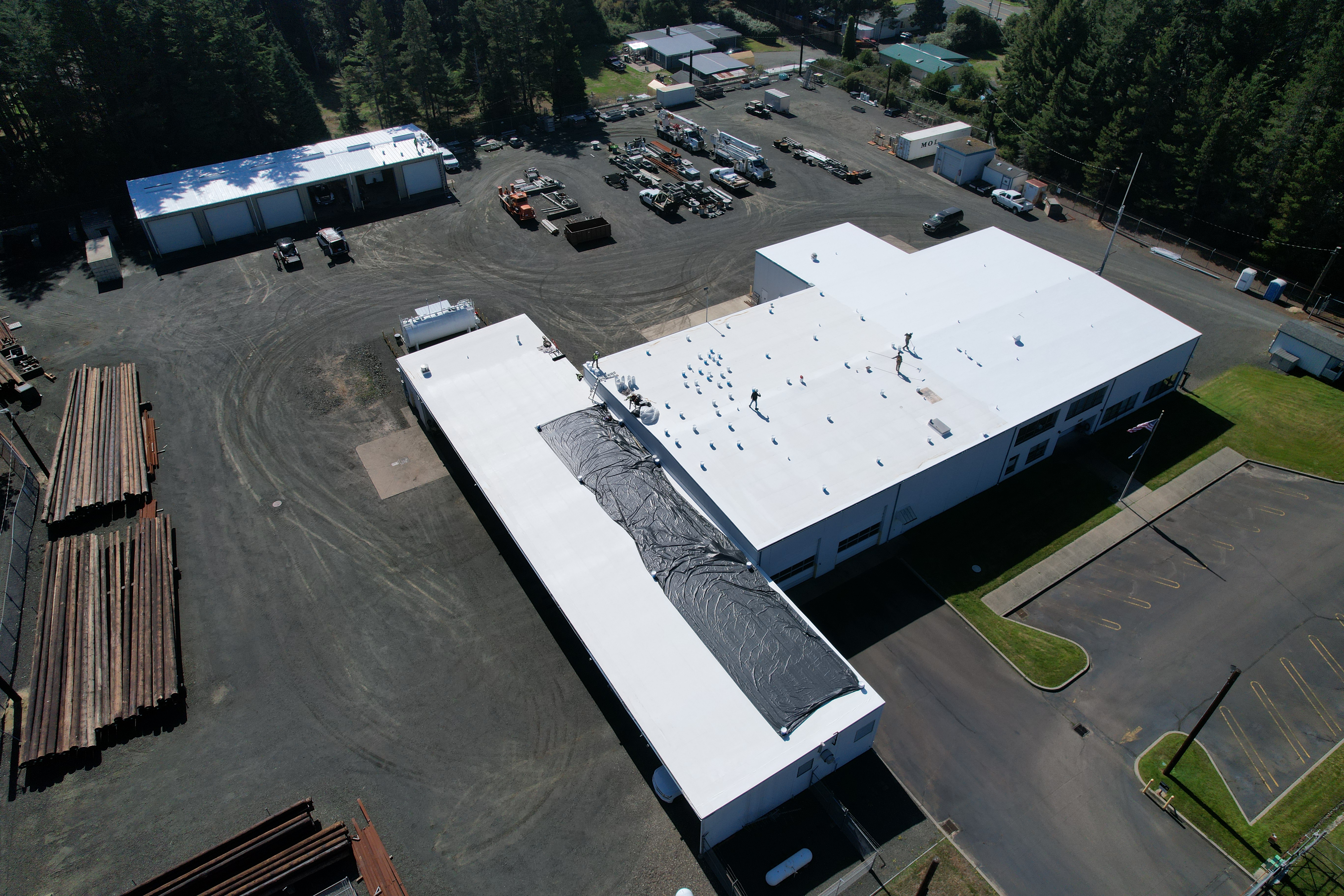 Commercial flat roof membrane samples and welded rooftop details evaluated for replacement