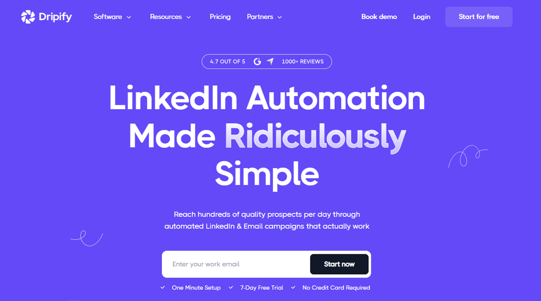 Dripify homepage presenting its prospecting automation tool