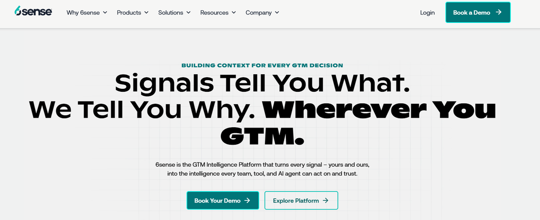 6sense homepage presenting its account based platform