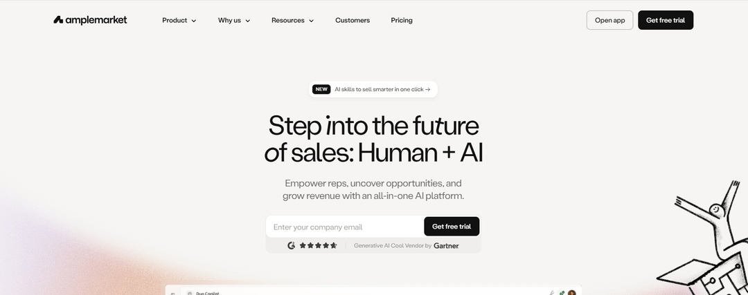 Amplemarket homepage presenting its multichannel outbound platform