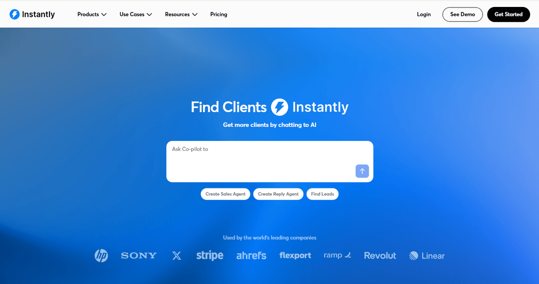 Instantly homepage presenting its cold email sending infrastructure